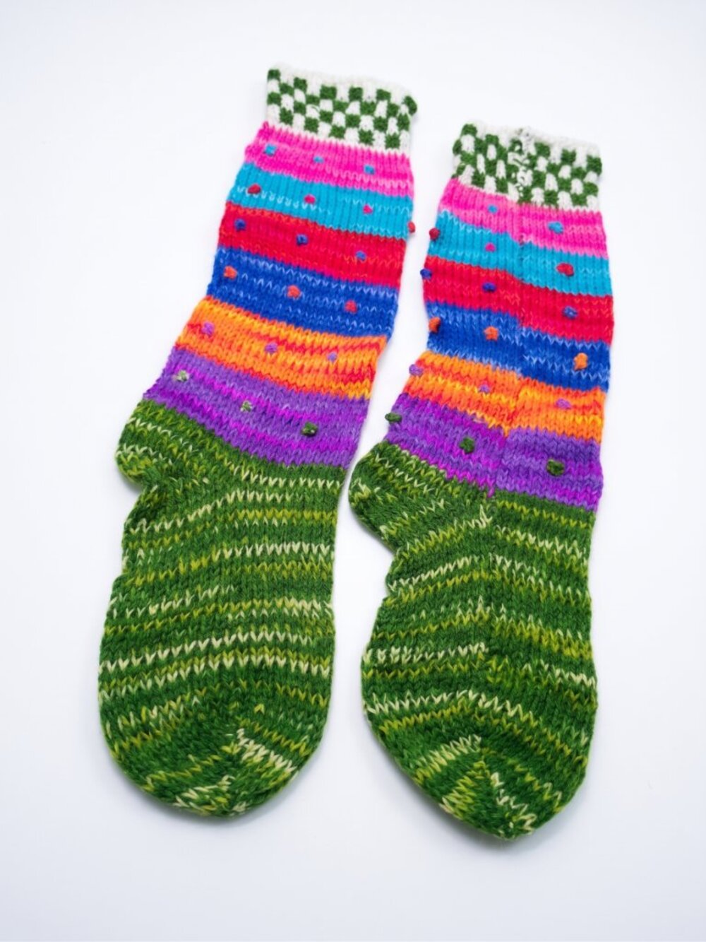 Long Socks Hand-Knitted Multicolor Andean Yarn Warmth for Winter